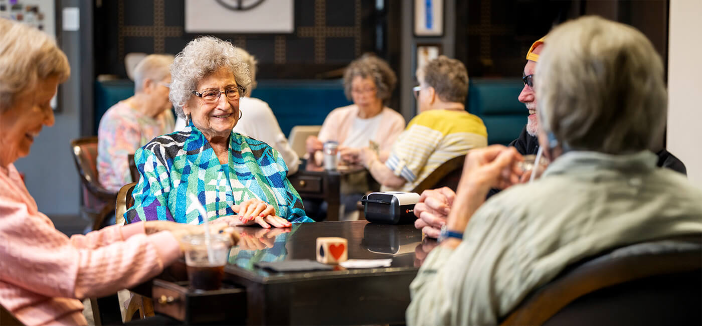 Senior group playing games at Clarendale Ann Arbor